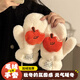 回傾手套冬季女可愛(ài)毛絨加絨加厚騎行保暖學(xué)生毛絨絨防寒蘋(píng)果掛脖手套 紅色蘋(píng)果 柔軟可愛(ài)丨加絨加厚丨防寒保暖