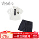 凡獵男童學(xué)院風(fēng)套裝夏裝兒童洋氣時(shí)髦小童衣服寶寶紳士薄款兩件套夏季 白色（褲子藏青色） 100 cm