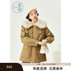 紫涵（ZIHAN）紫涵大翻毛領(lǐng)短款派克服女年冬季工裝風(fēng)純色抽繩收腰外套 卡其綠 M