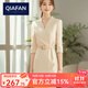 恰凡（QIAFAN）2025春季新款法式正式場合氣質獨特超好看職業(yè)女神西裝連衣裙女士 杏色 S  100斤以內