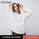 moussy 2025秋季新品休閑風(fēng)蕾絲拼接長(cháng)袖針織衫女028IAA90-1016 010白色 均碼