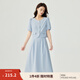 茵曼（INMAN）法式小香風(fēng)兩件套裝女2025夏季通勤氣質(zhì)短袖襯衫A字半身裙 藍色_貝母扣顏色隨機 優(yōu)先發(fā)貨 M