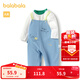 巴拉巴拉兒童衣服男童春秋套裝背帶褲兩件套時(shí)尚洋氣 白藍色調 100cm