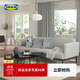 宜家（IKEA）FROTORP弗瑞托普茶幾邊桌現代簡(jiǎn)約北歐風(fēng)客廳用家用 煤黑色仿大理石/黑色玻璃88cm