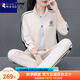 啄木鳥(niǎo)休閑運動(dòng)套裝女衛衣春秋薄款2025新款中年媽媽女跑步運動(dòng)服三件套 杏色【外套+短袖+長(cháng)褲】 4XL(155-170斤)
