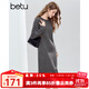 百圖（betu）女裝2025年冬季新款連衣裙拼接蕾絲雪紡氣質(zhì)簡(jiǎn)約顯瘦裙子2510T91 深灰 M