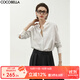 COCOBELLA[萊賽爾]高智感彼得潘領(lǐng)條紋襯衫女通勤襯衣SR7002 條紋 L