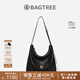 BAGTREE包包樹(shù)圖南植鞣牛皮腋下hobo女包2025年新款單肩斜挎包通勤餃子包 檀黑色-中號 高級小眾