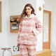 美標睡衣女三層加厚夾棉保暖梭織格子純棉家居服套裝女士冬季 粉紅 L