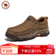 駱駝 男鞋新款柔軟舒適牛皮耐磨經(jīng)典厚底休閑皮鞋 P14A307616 卡其 42