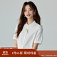 茵曼田園文藝繡花短袖白襯衫女夏季氣質(zhì)百搭娃娃領(lǐng)襯衣上衣 月牙白 S