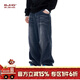 BJHG不計后果牛仔褲男秋季2025新款潮牌美式直筒燈芯絨高街休閑褲子女 灰藍色 S