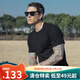 AKSERIESAK男裝夏季新款輕復古簡(jiǎn)約百搭繡花光板休閑短袖T恤男2300001 黑色 M