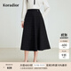 珂萊蒂爾秋季款高腰顯瘦A字裙短裙女氣質(zhì)百搭小黑裙傘裙 黑色 L