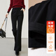 晚白【新品】保暖厚毛呢微喇褲女冬款時(shí)尚通勤百搭長(cháng)褲顯瘦休閑褲 黑色 27