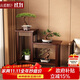 小匠材實(shí)木中式花臺陽(yáng)臺架子中古風(fēng)置物架落地式裝飾擺件客廳多層花架子