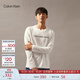 Calvin KleinJeans春秋男士休閑通勤簡(jiǎn)約ck字母印花打底衫長(zhǎng)袖T恤J326798 YAF-月光白 XL