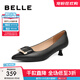 百麗（Belle）方扣高跟鞋女商場(chǎng)同款羊皮細跟單鞋Z2N2DCQ3 黑色 35 (225mm)