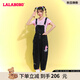 LALABOBO設(shè)計(jì)感減齡可拆卸背帶牛仔褲女氣質(zhì)寬松顯瘦長(zhǎng)褲學(xué)生L22A-WLZT12 黑牛仔 24