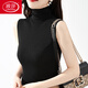 浪莎（LangSha）高檔新款氣質(zhì)洋氣打底衫內搭修身堆堆領(lǐng)上衣高領(lǐng)莫代爾背心女無(wú)袖 黑色 2XL