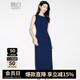 晚白【新品】2025秋款內搭單穿氣質(zhì)高級感裙子捏褶彈力包臀無(wú)袖連衣裙 深藍色 M