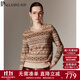 帕羅復古費爾島提花100%純山羊絨衫女裝針織圓領(lǐng)2025秋冬新款毛衣 淺米夾花 XL 170/110