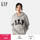 GAP男女裝2025春季新款貼布繡logo連帽衫衛衣經(jīng)典上衣美版868453