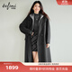 伊芙麗（eifini）【送水桶包】伊芙麗羊毛羊絨兩穿式可脫卸連帽大衣毛呢外套2025冬 深灰 送價值798水桶包 M 110-120斤