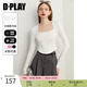 DPLAY魚骨打底衫白色打底衫加絨打底衫女T恤修身上衣內(nèi)搭純欲秋冬 時尚白 M