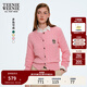 Teenie Weenie小熊針織開(kāi)衫女2025年秋季新款復古絞花多巴胺針織毛衣外套空調衫 淺粉色 M