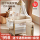 優(yōu)樂(lè )博（ULOP）嬰兒床多功能拼接床可移動(dòng)可折疊寶寶床0-3歲哄睡神器新生兒邊床 免安裝升降護欄嬰兒床+床墊+卡通熊蚊帳 嬰幼兒用品出生兒見(jiàn)面禮母嬰必備