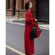 德瑪納【驚“紅”一瞥】冬季層次感可拆卸釘扣圍巾V領(lǐng)寬松氣質(zhì)女連衣裙