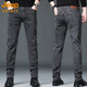 JEEP SPIRIT牛仔褲男秋冬季加絨加厚直筒修身小腳男褲2025新款彈力長(cháng)褲子男款 206灰色 32