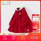 戴維貝拉兒童棉連衣裙女童學(xué)院風(fēng)紅色公主裙裙女寶秋裝