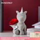 ROSEONLY 諾誓永生花玫瑰公仔甜心兔告白熊嘻嘻貓獨角獸送女友生日生日節禮物 【HOT】唯愛(ài)獨角獸-紅色-中號