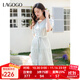 LAGOGO系帶V領(lǐng)顯瘦連衣裙女拉谷谷2025夏季新款清新氣質(zhì)長(cháng)款裙子 淺綠色 L