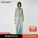 moussy【新復(fù)古回潮】 復(fù)古港風(fēng)做舊無袖連體褲牛仔褲010HA711-1681 111淺藍(lán)色 S 00001
