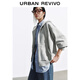 UR秋季新款女裝休閑拼接格紋連帽抽繩寬松外套UYL150143 花灰 M
