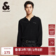 杰克·瓊斯（JACK&JONES）男裝秋冬新款時(shí)尚潮流百搭羊毛衫套頭毛衣靜奢風(fēng)POLO領(lǐng)針織衫男 E40 黑色 XL 185