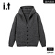 FIVE CM FIVE CENTIMETRE  IT 5CM 開(kāi)衫連帽毛衣男女款慵懶風(fēng)秋季寬松休閑針織衫外套 深灰 L （120-140斤）