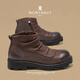 夢(mèng)特嬌棉鞋男鞋春季新款加絨加厚保暖切爾西靴男士軟底防滑高幫休閑皮鞋 棕色 【標準皮鞋碼】 41 (255mm)