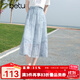 百圖betu女裝2025夏季新款半身裙萊賽爾仿麻扎染靈動(dòng)傘裙裙子2505X16 藍(lán)色 L
