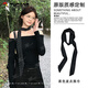 啄木鳥(niǎo)（TUCANO）法式絲巾女黑白波點(diǎn)細窄長(cháng)條系脖感掛脖小領(lǐng)巾圍脖搭配飄帶頸飾品 小波點(diǎn)黑細長(cháng)窄絲巾