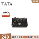 他她（TATA）小香風(fēng)菱格單肩包女士包包黑色通勤斜挎包小方包2025新款 黑色 F