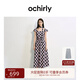 歐時(shí)力OCHIRLY 格子飛袖連衣裙收腰復(fù)古配飄帶小個(gè)子2025夏季新品 粉格 M