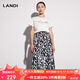 藍地（LANDI）字母手工釘珠純棉白T恤女年夏季新款短袖套頭上衣 白色 M