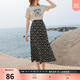 三彩2025夏季新款碎花半身裙高腰開(kāi)叉雪紡A字裙浪漫長(cháng)裙清新M 烏黑色花卉 S 155/64A