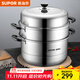 蘇泊爾（SUPOR）易存儲304不銹鋼三層復底蒸鍋家用蒸籠電磁爐燃氣通用 商場(chǎng)專(zhuān)供款 SZ30T9【拍3口整箱發(fā)】 30cm