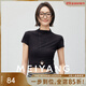 美洋（MEIYANG）【80系列】卡戴珊辣妹T恤 氣質(zhì)小高領(lǐng)修身短款上衣夏季新款t恤女 黑色 M
