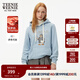Teenie Weenie小熊秋冬裝學(xué)院風(fēng)藍色T恤索羅娜加絨連帽衛衣套頭衫 淺藍色 M (165)
